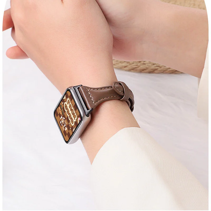 Slim Leather Strap - Elegant Women's Wristband for Smartwatch Accessories