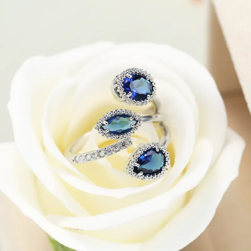 925 Sterling Silver Multi-Layer Clear Black CZ Zircon Rings for Women Anillos Geometric Stackable Resizable Rings Bague silver ring silver rings