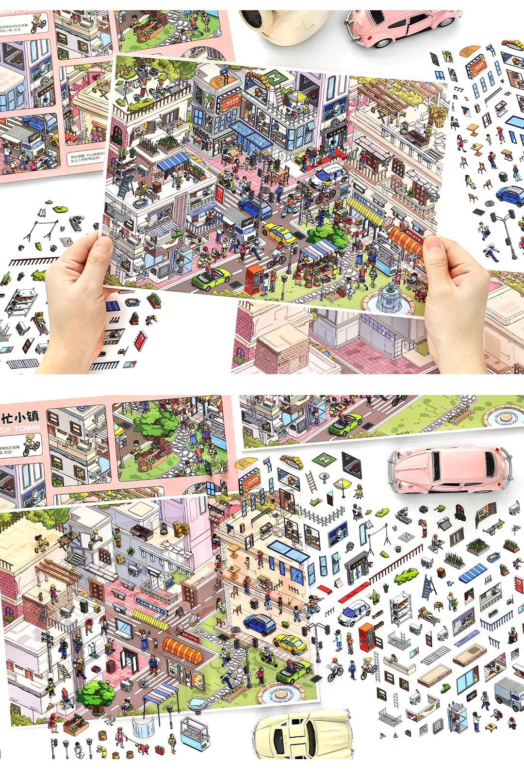 Busy Town 3D große Aufkleber zum Stressabbau, Cartoon-Szene, DIY-Spielzeug, Spiel, Festival, Geburtstagsgeschenk für Kinder, Mädchen, Kinder – Detail 14