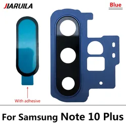 Premium Back Camera Glass Lens Cover with Frame Holder Replacement (Note 10 Plus Blue)
