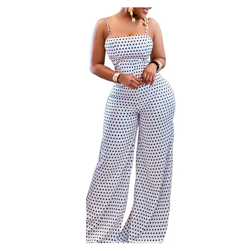 2023 Summer New Fashion Sexy Elegant Popular European and American Women's Spotted Print Wrapped Chest Strap Jumpsuit