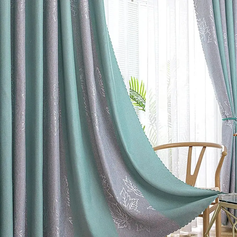 

Полосатая занавеска из хлопка и льна, 1 панель, ширина 140 см, занавеска для гостиной, спальни, занавеска с кленовыми листьями