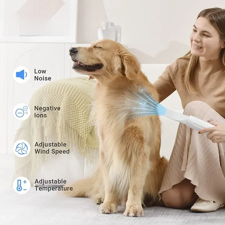 Smart Touch 3 Nozzles Screen Speed Adjustable Pet Grooming Dog Cat Hair Dryer Water Blower