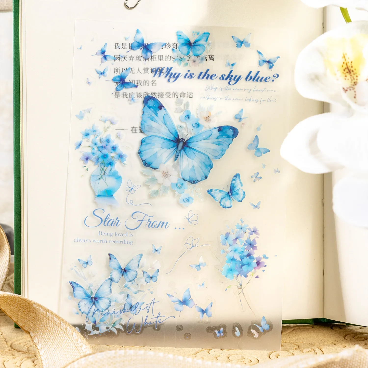 Butterfly Rub on Transfer Stickers Scrapbooking Flower Journaling Supplies Ephemera DIY stationery stickers butterfly stickers diy scrapbooking accessories