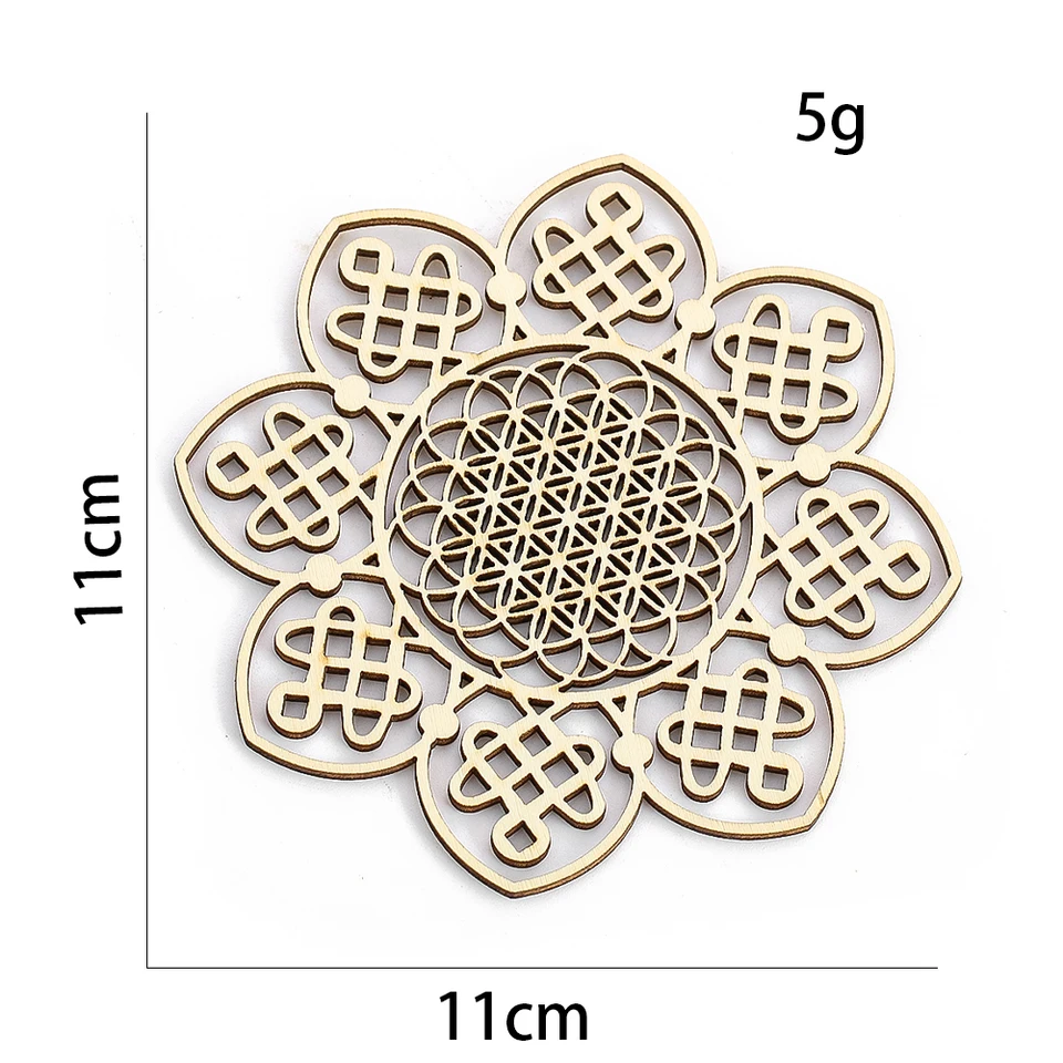 Géométrie Chakras Bois Cristal Grille Plaque Mur Décor À La Maison