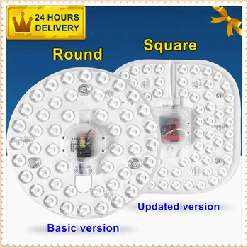 원형 LED 링 패널 조명, AC220V-240V 사각형 천장 보드, 원형 램프 보드, 12W, 18W, 24W, 36W