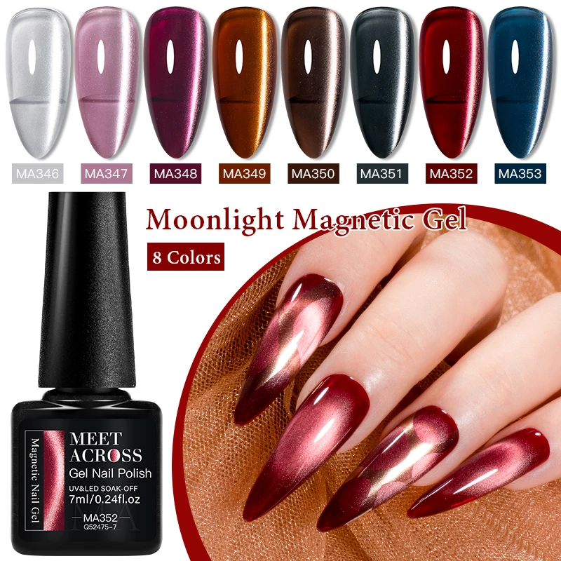 Description Picture 6 of itemMEET ACROSS Silver Moonlight Magnetic Gel Nail Polish Sparkling Cat Eye Effect Soak Off Gel Semi-Permanent nail polish Nail Art