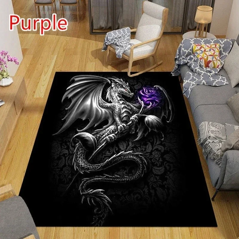 Floor Mat Dragon Rose Skull Carpet Rug 3D Printing Door Mat For Living Room Bedroom Entrance