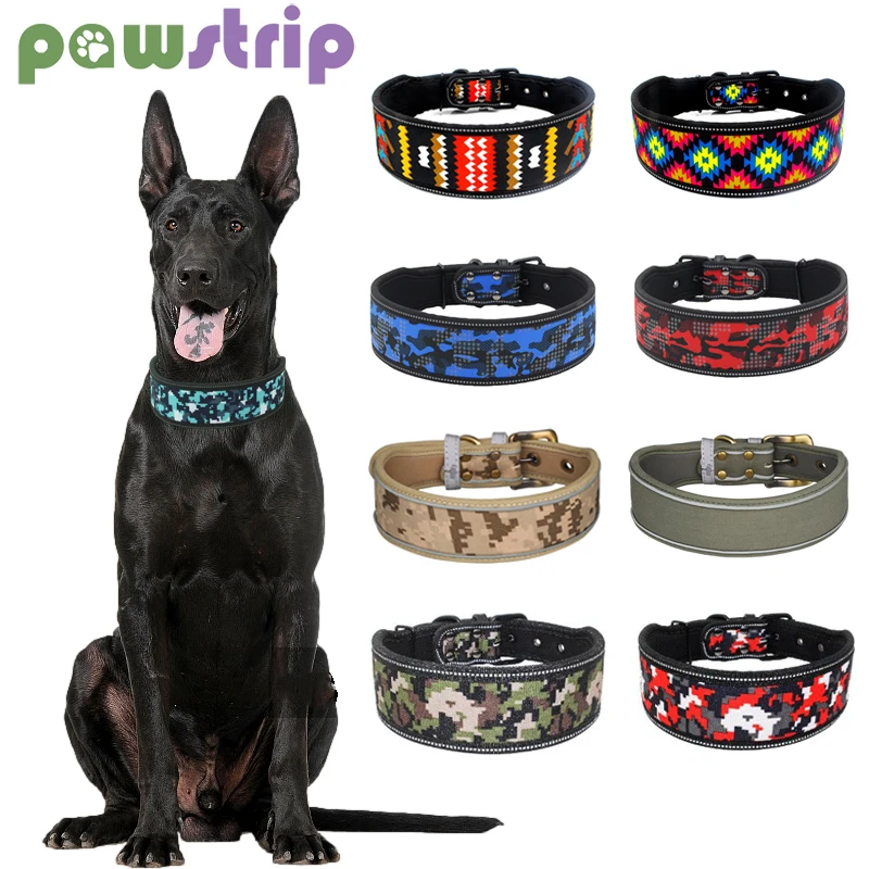 

Reflective Dog Collar Camo Print Pet Collars for Small Medium Large Dogs Adjustable Collar with Metal Buckle Dog Accessories