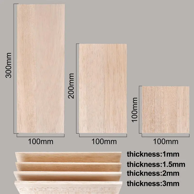 5Pcs Balsa Wood Sheets Ply Blank Unfinished Wood Board Rectangle Wooden Slices DIY Carving Artboard Wood DIY Craft Accessories