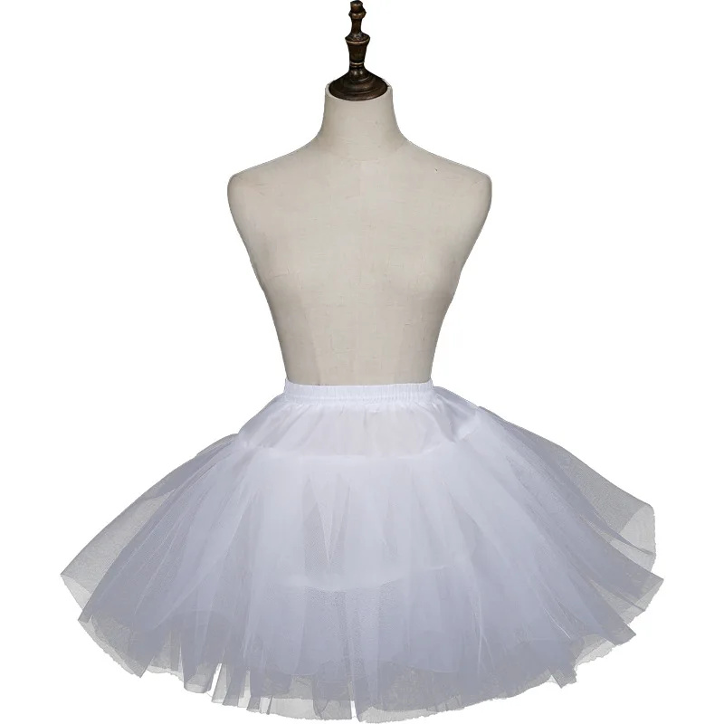 

White Short Cosplay Maid Wear Lolita Puffy Pettiskirt Hoopless Dance Performance Girls Ballet Petticoats