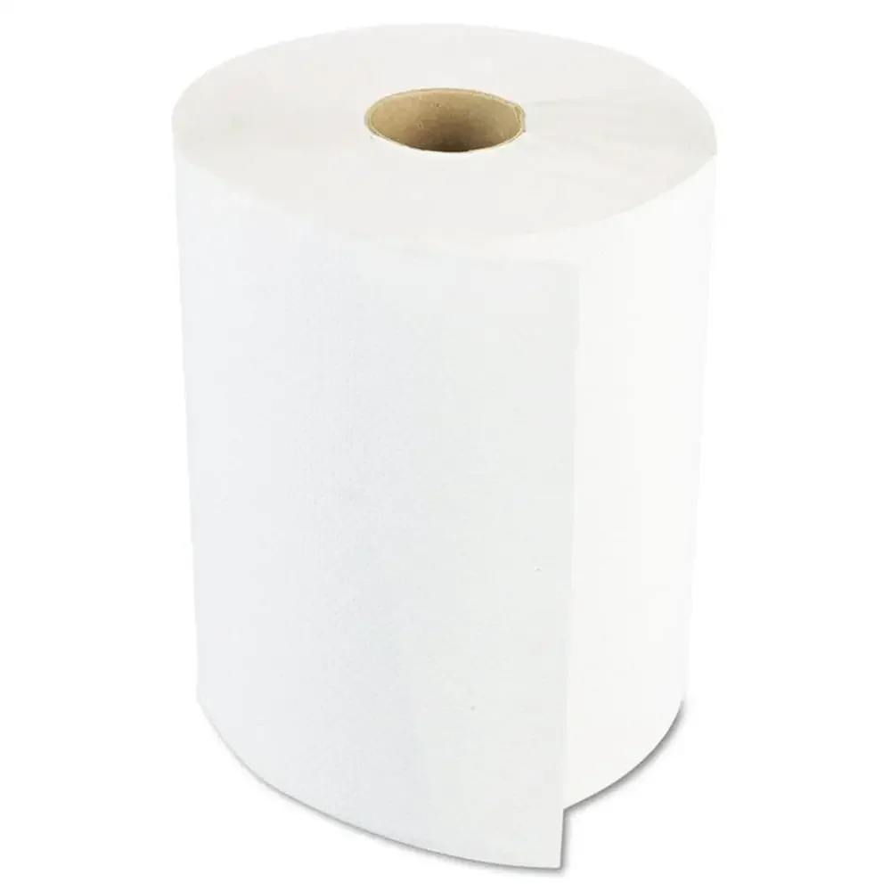Hardwound Paper Towels 8" x 800ft 1-Ply White 6 Rolls Durable Absorbent Material Great Hand Drying in Commercial Washrooms