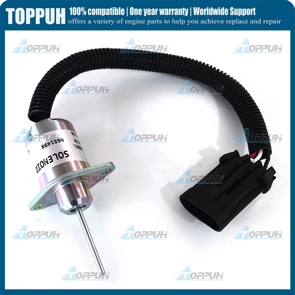 12V 6691498 Fuel Shutoff Solenoid For Bobcat 6691498 325 328 329 331 334 335 337 341 425 428 1503ES-12A5UC4S 1G925-60011 Solenoid Repair Kit