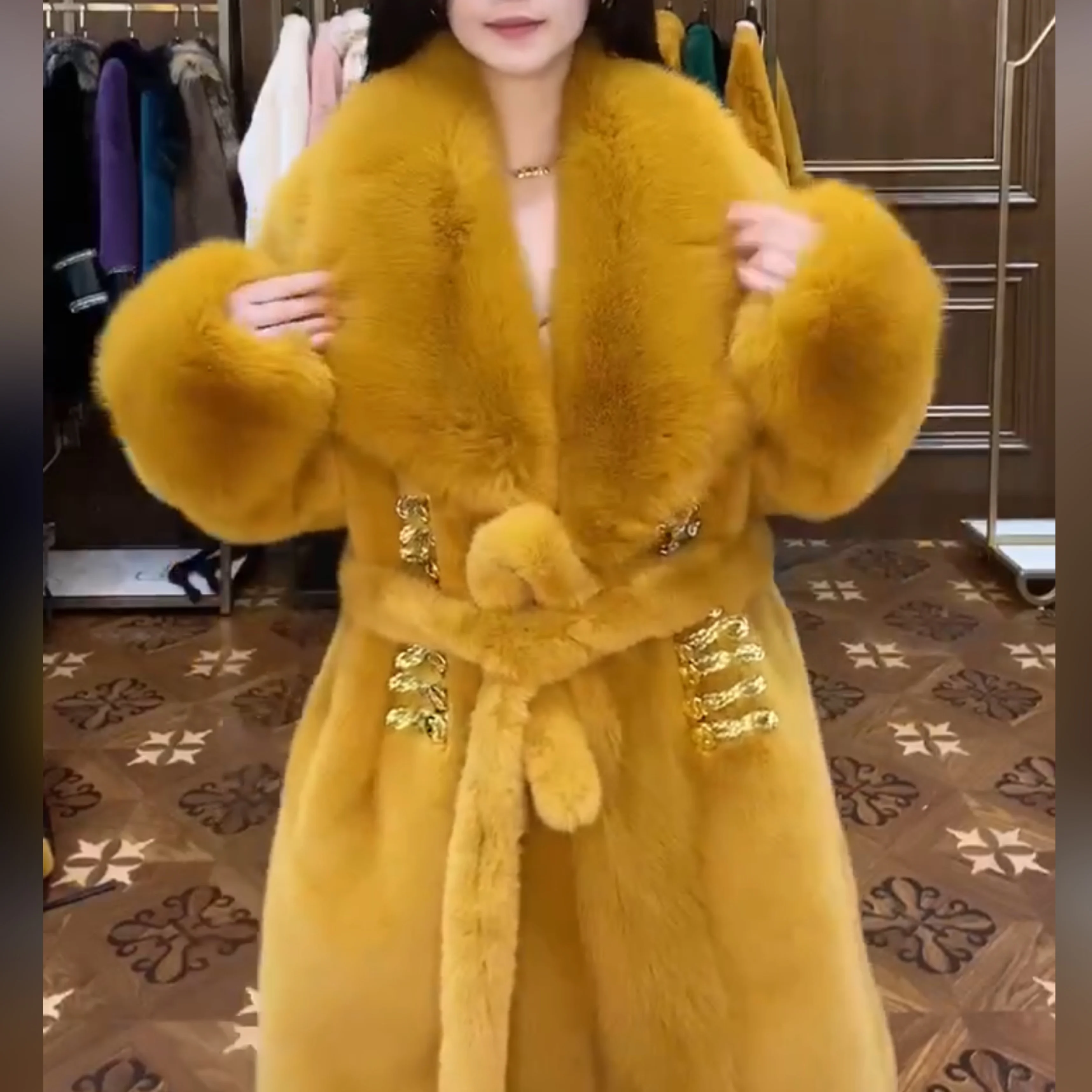 Fashion Fur Coat 2022 Winter Clothes Women High-End Long-Sleeved Toka Double Face Wool Leather Warm Heavy Casual Fur Jacket