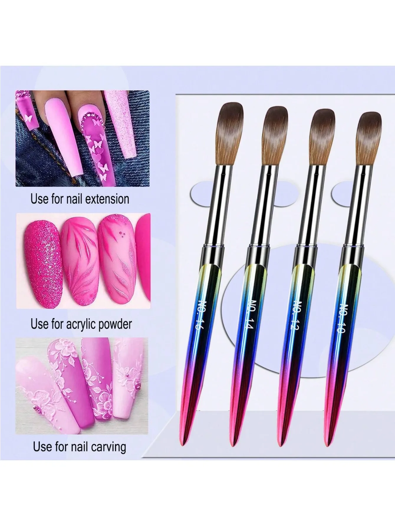 Nail Brushes 4Pcs Acrylic Nail Brush Set Women Home Solon Diy