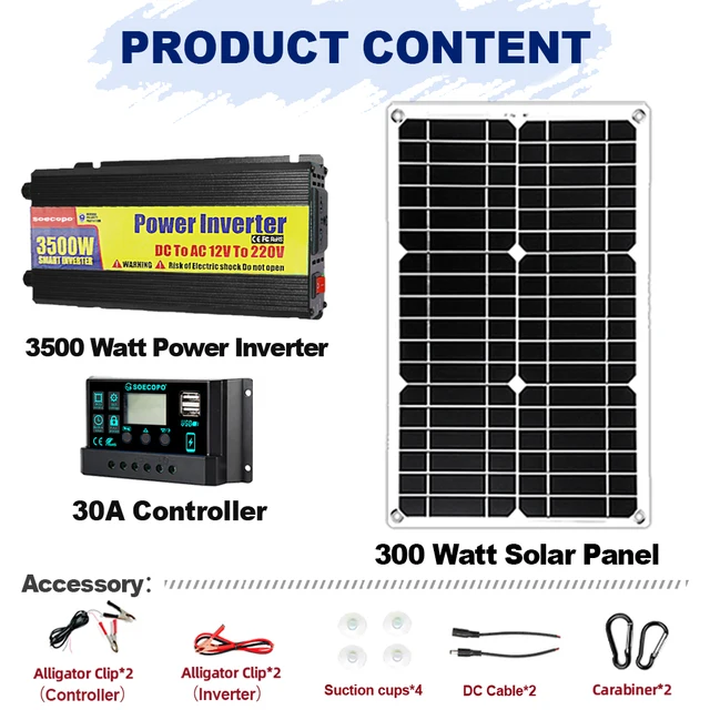 3500W Complete Solar System Includes Solar Panels, 30A Charge Controller and 3500W Inverter for Daily and Emergency Use 2