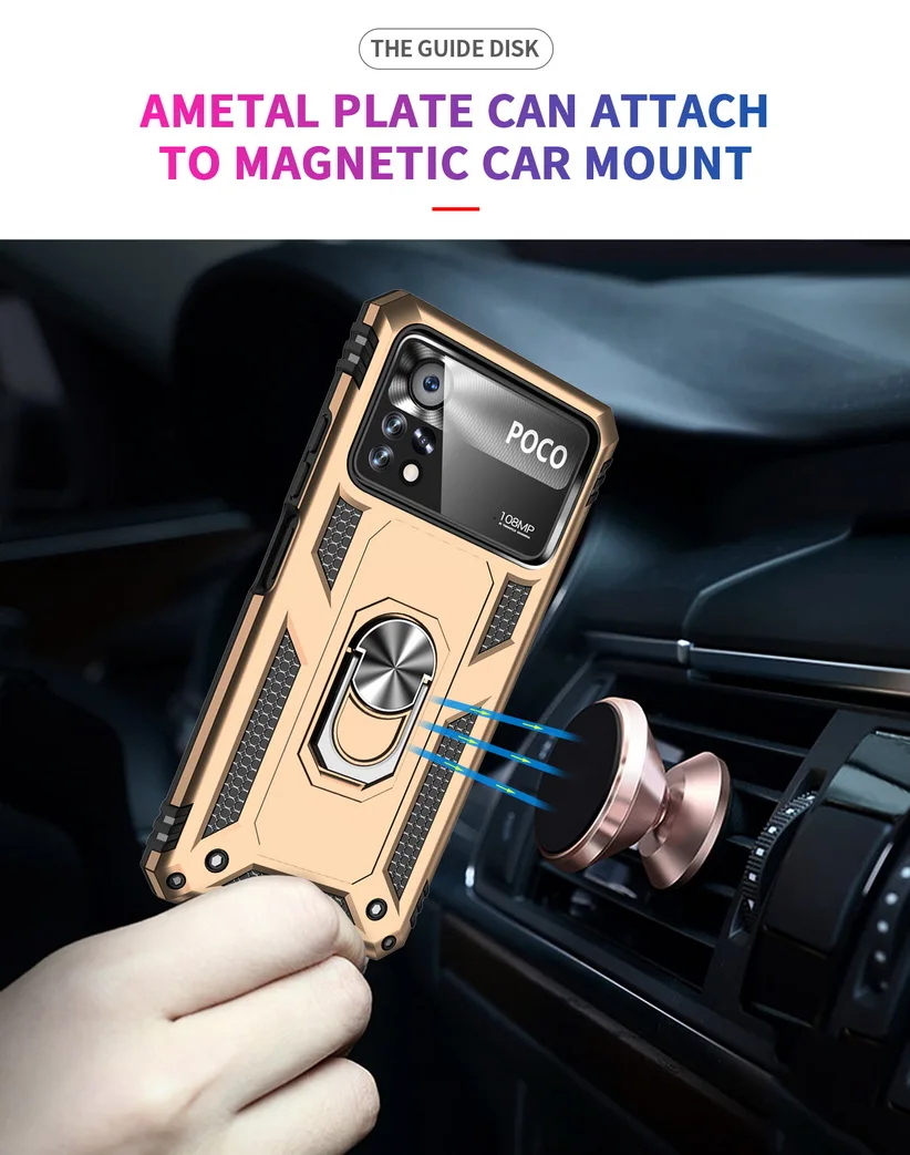Enhanced Armor Shockproof Silicone Hybrid Case with Metal Ring