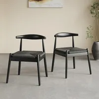Dining Chairs Set of 2, Mid Century Modern Kitchen & Dining Chairs | Woven Rope Seat with Solid Wood Legs for Home, Outdoor Use 1
