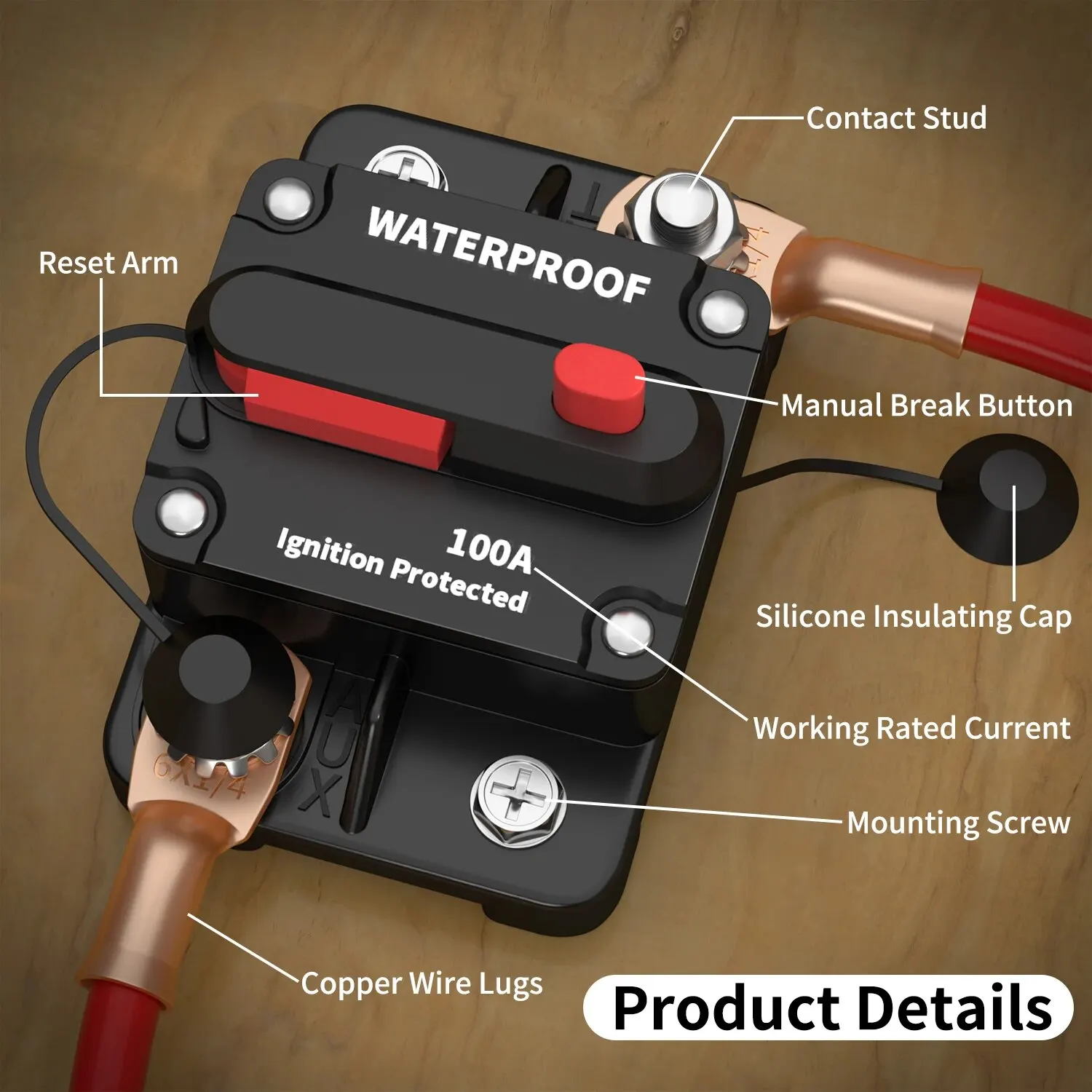Interruttore Automatico 300A 12-48V DC Con Ripristino Manuale - Portafusibili Per Auto, Barca, Camper - Protezione Circuiti - 4