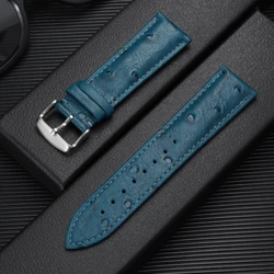 Premium Leather Watch Strap - Universal Fit 18mm to 22mm Wristband - 20mm (Blue)