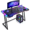 47 inch Gaming Desk with LED Lights for Home Office, Black 1