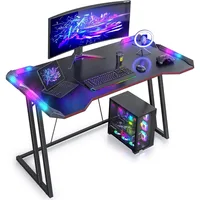 47 inch Gaming Desk with LED Lights for Home Office, Black 1