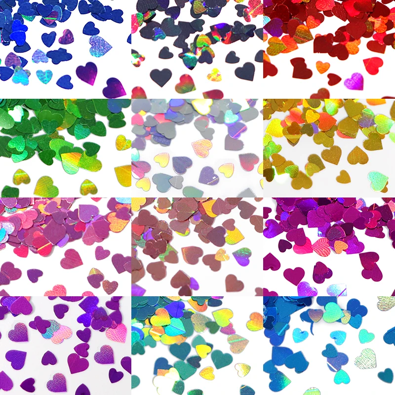 Holographic Sweet Love Heart Nail Glitter Flakes Shining Sequin For Nail Art Paillette Manicure 3D DIY Art Decorations nail glitter nail decoration nail decorations nail flakes