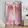 2 pcs, versatile polyester transparent curtains for home decoration Pink Floral for use in bedrooms and living rooms 5