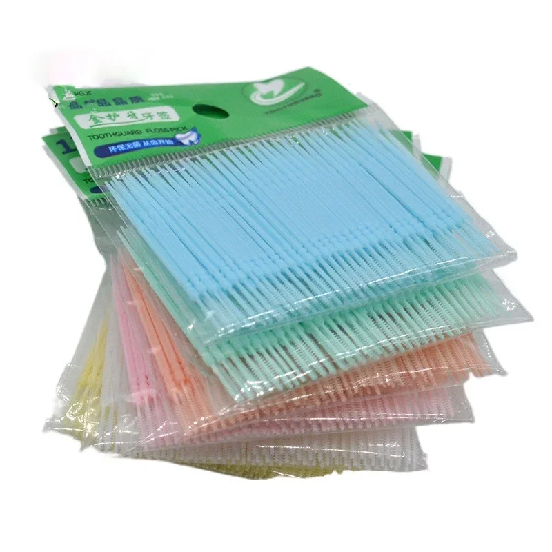 100Pcs/bag Dental Floss Interdental Toothpick Brush Double Head Teeth Stick Dental Oral Care Bamboo Eco-friendly Products