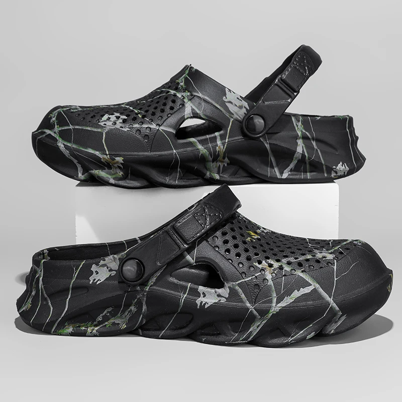 Men Summer Slippers thick Sole Mens clogs Sandals Hollow Breathable Flip Flops sandals Shoes Fashion Beach Slippers - Image 2