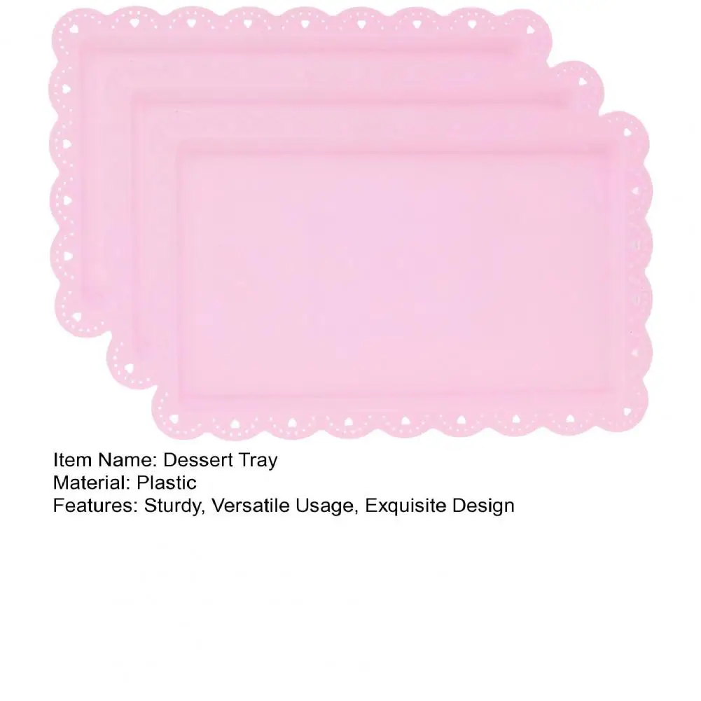 3Pcs Serving Trays Rectangle Dessert Tray Plastic Platters Flat Cookie Cupcake Serving Tray Birthday Tea Party Wedding Decor