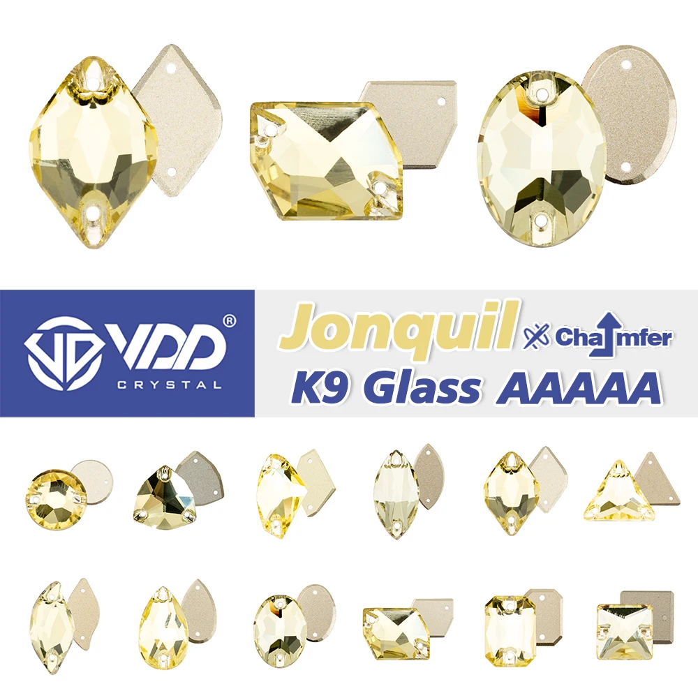 VDD S104 Jonquil AAAAA Top Qualität K9 Glas Nähen Auf Strass Kristall Nähen Flatback Steine Für Handwerk Kleidung Hochzeit Kleid