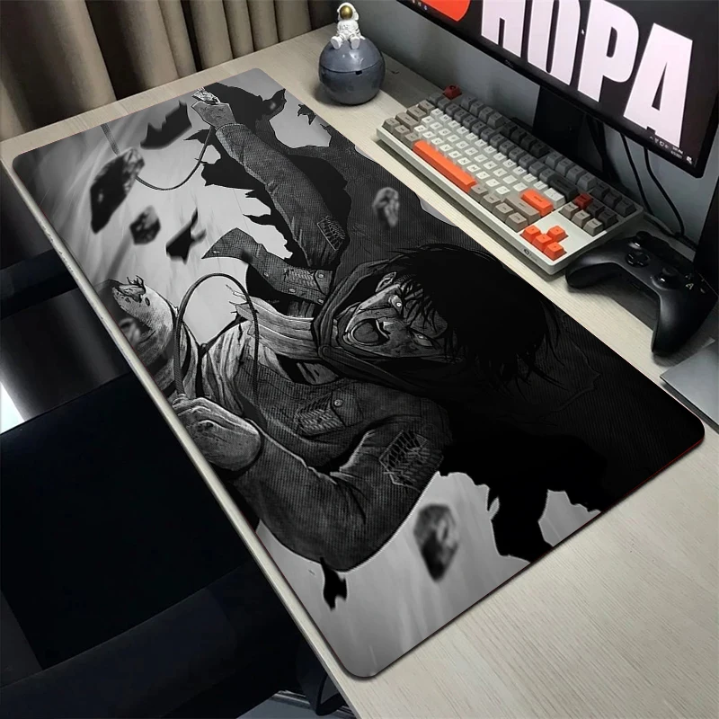 

Large Anime Mouse Pad Attack On Titan Mousepad Pc Gamer Accesorios Mat On Desk Natural Rubber Mousemat Speed Mousepads 90x40cm