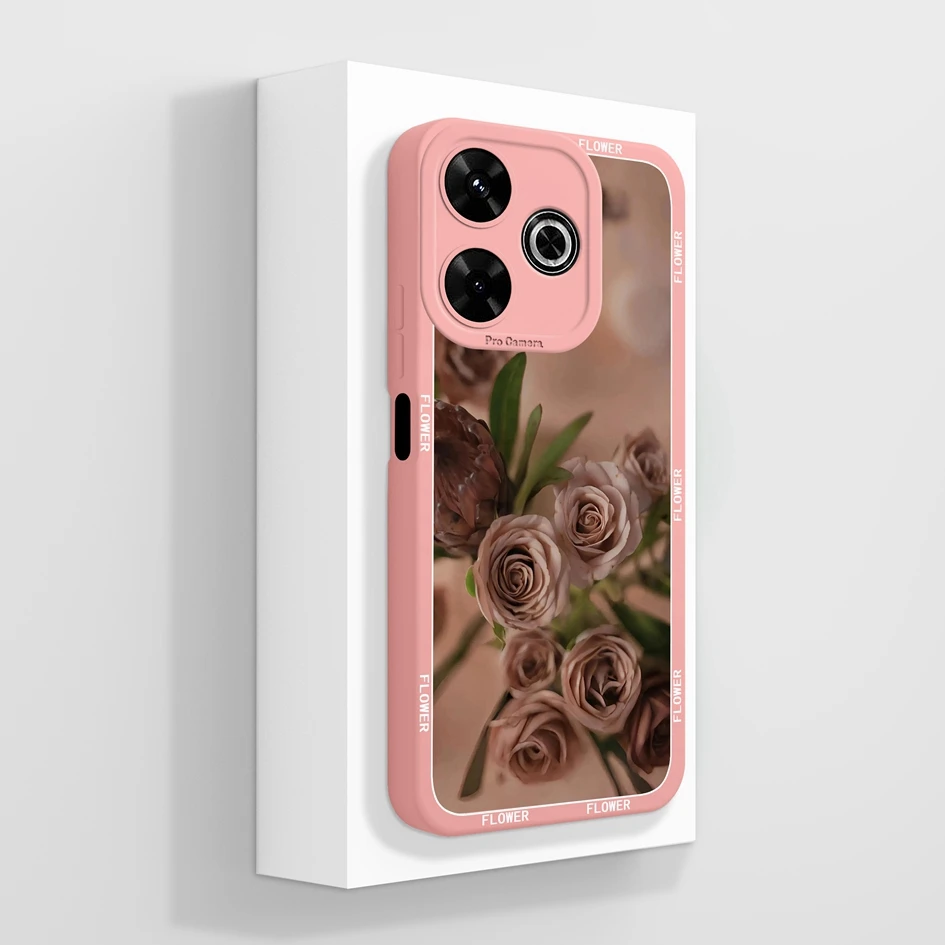 Aesthetic Durable Shockproof Silicone Phone Case with Pretty Flower Design