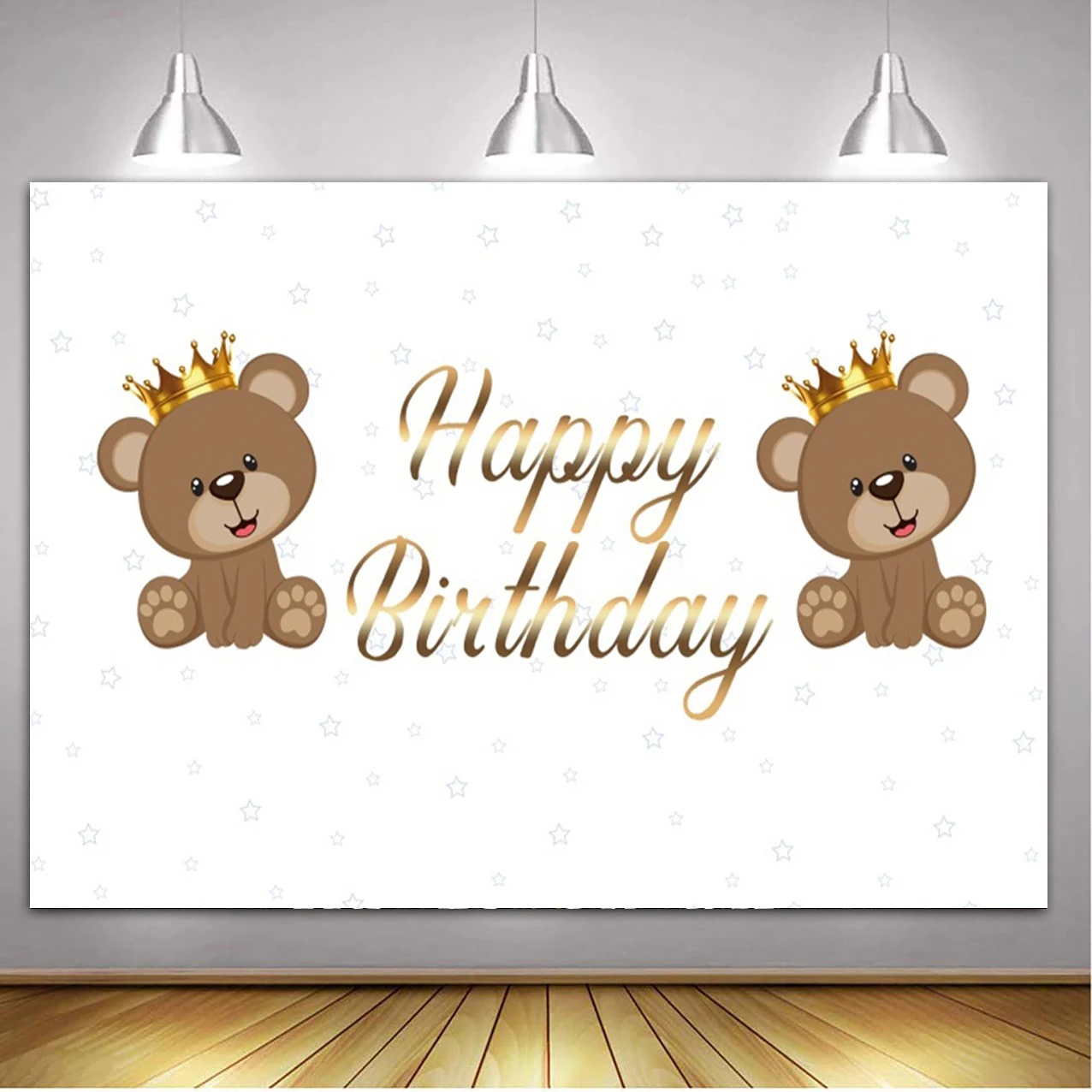 Teddy Bear Baby Shower Backdrop with Floral and Balloon Decor for Photography and Kid's Birthday Parties