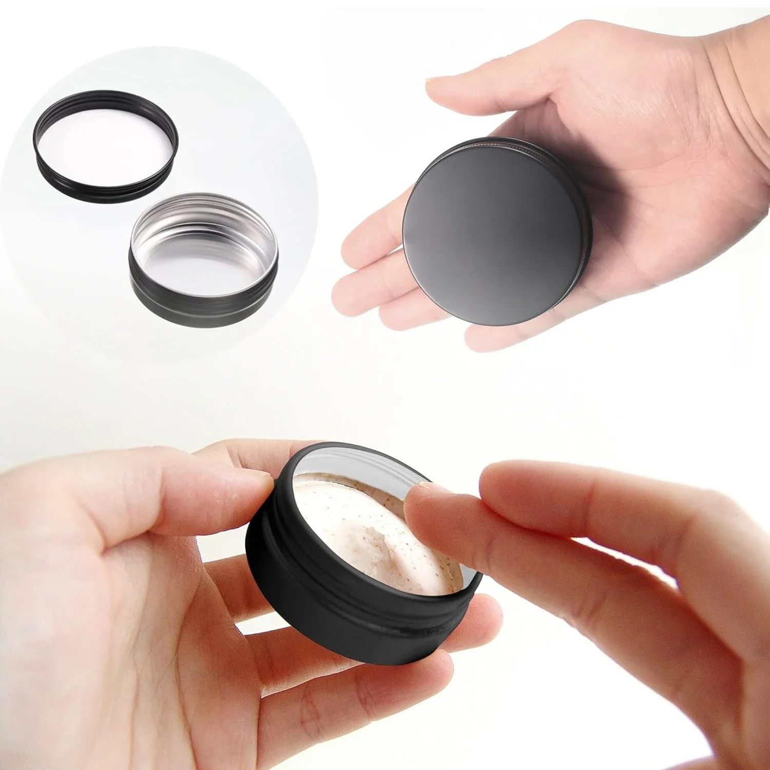 Aluminum Tin Jars Containers Leak Proof Cosmetic Tin Jars Containers Round Screw Lids Empty Refillable Cosmetic 12PCS storage jar