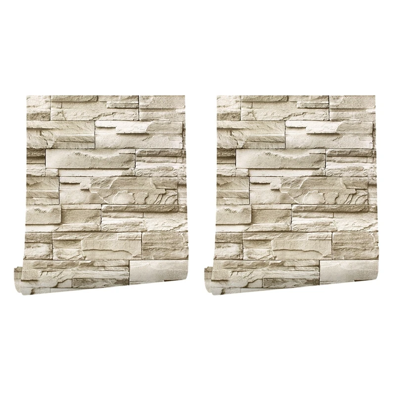 2Pcs 6M Vinyl 3D Brick Rock Sticker Paper Self Adhesive Wallpaper Furniture Wall Stickers Promotion |