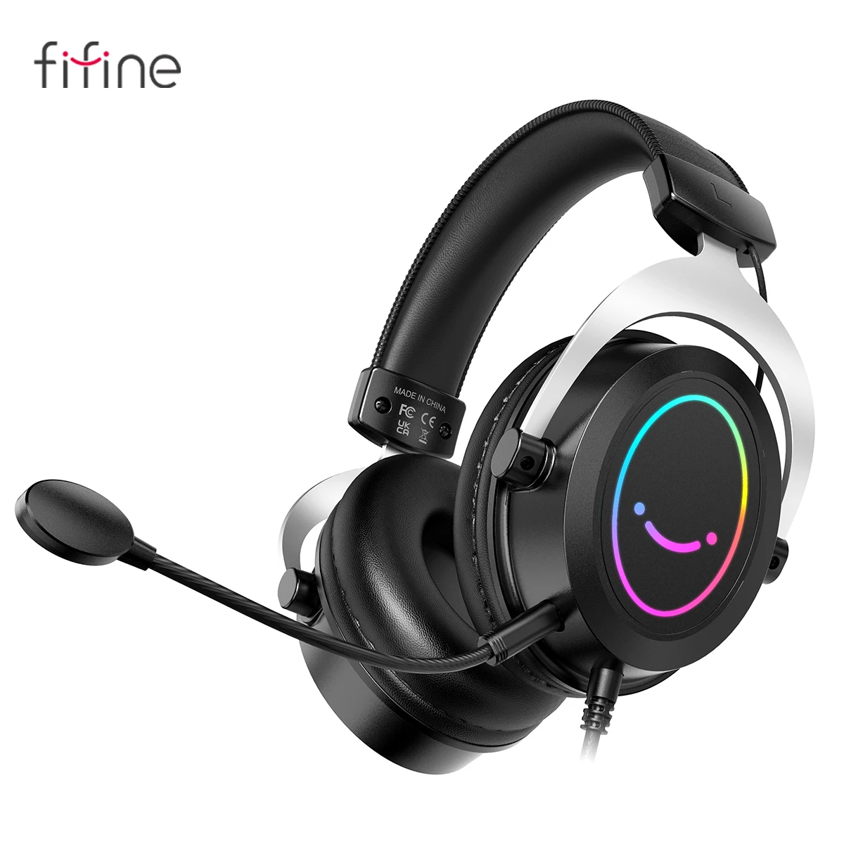 FIFINE ゲーミング ヘッドセット、ダイナミック RGB/MIC