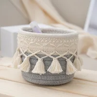 Handmade Woven Cotton Rope Woven Storage Basket Desktop Organizer Sundries Toys Comestics Keys Snacks Box Sundries Organizer 4