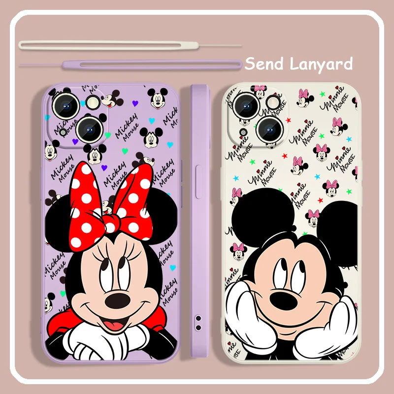 Disney Donald Duck Mickey For Apple iPhone 13 12 11 Pro Max mini XS XR X 8 7 6S 6 Plus Liquid Rope Soft Phone Case Cover