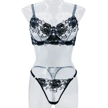 Flower Mesh Embroidery Lingerie Set 5