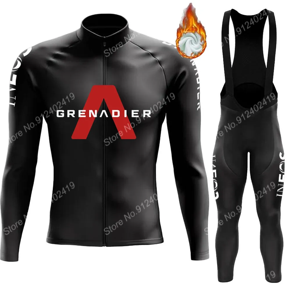 2022 Black Ineos Grenadier Cycling Jersey Set Winter Bicycle Clothing