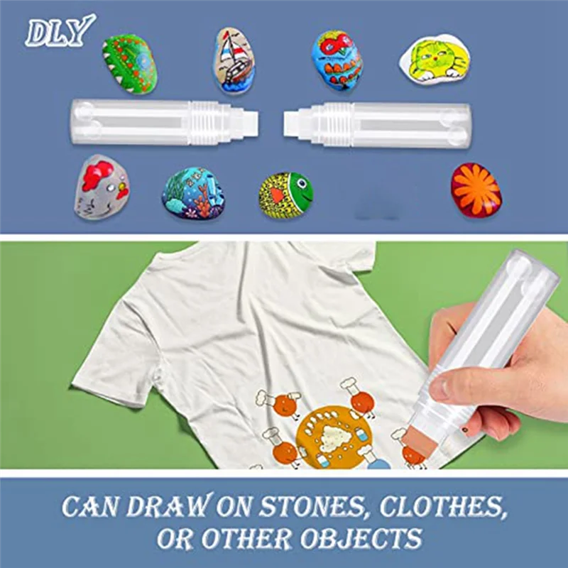 10 Pack Refillable Acrylic Paint Markers 15mm Empty Acrylic Markers Clear White Paint Marker Pens for Rock Painting Wood 4