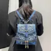 Women's Fashion Diamond Elegant Backpack Multifunctional Diamond Denim Shoulder Bag 1