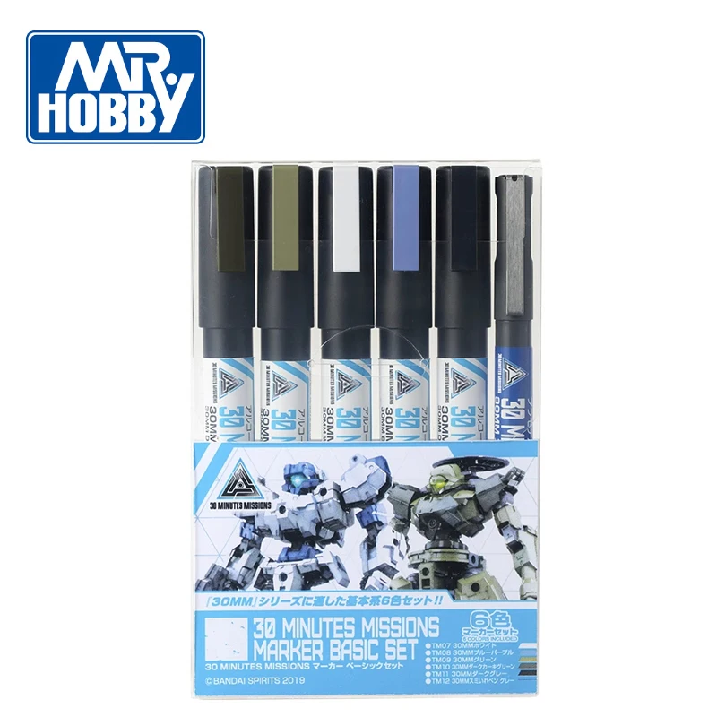 

MR.HOBBY TMS02 30 Minutes Missions Marker Basic Set for Science Fiction Mechanical Armor 6PCS GUNZE GSI Creos Paint Color Pen