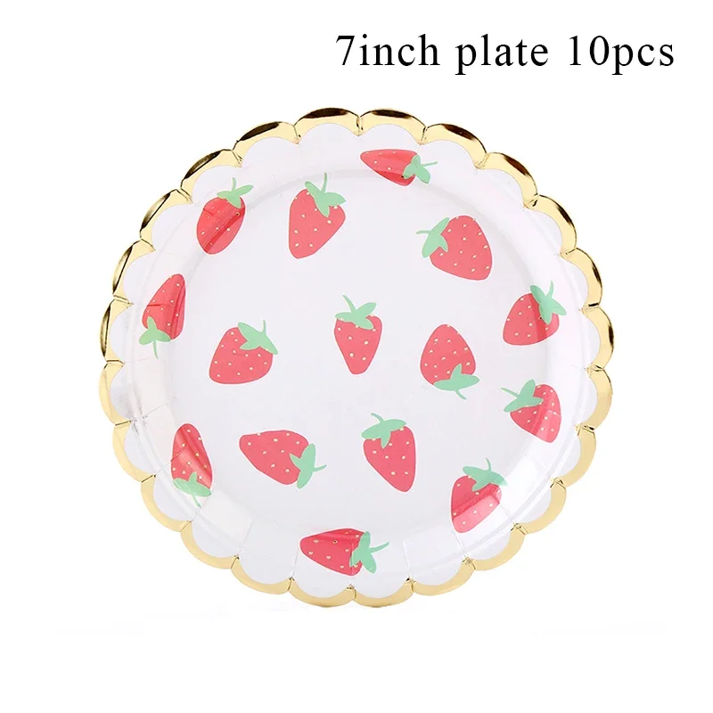 Strawberry party disposable Tableware Paper cups plates Kids girls Birthday  Supplies baby shower Strawberry Party Decor balloons - AliExpress