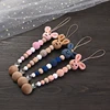 Baby Wooden Pacifier Clip Wood Crochet Rabbit Teething Soother Chain For BPA Free  Nursing Chew Toy Baby Dummy Holder Chain 2