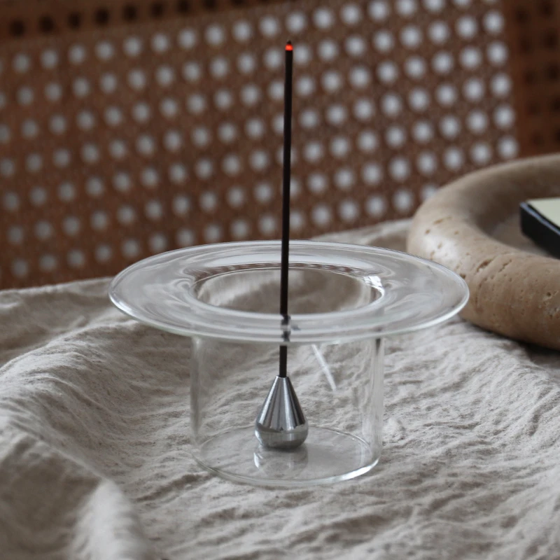 WULIHOME Glass Stainl Steel Incense Holder Tea House Aosphere Desktop Decoration Yoga Tea Room Ambiance Glass Stand