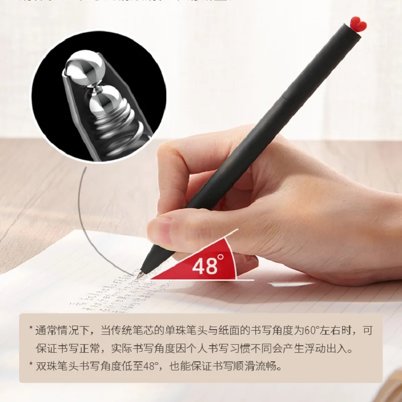Kaco Love Rotate Gel Pen Black Ink Fluent Writing Canetas