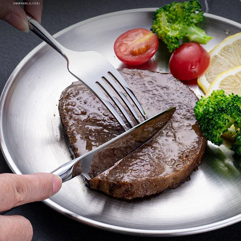 Creative Cutlery Bamboo Handle 304 Stainless Steel Western Tableware Steak Forks Spoon Dinnerware Flatware Dishwasher Safe